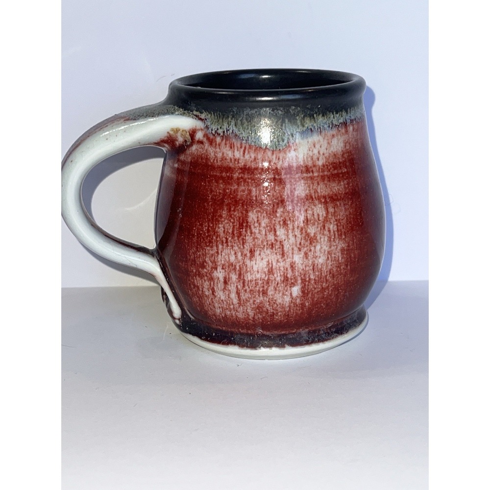 Larry Spears Mug Studio Art Pottery Drip Orange Glaze Hand Thrown Signed 14oz - Picture 4 of 8